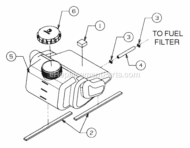 Fuel Tank Diagram and Parts List for 2186 13A-288L100, 13B-288M100 Cub Cadet Lawn Tractor